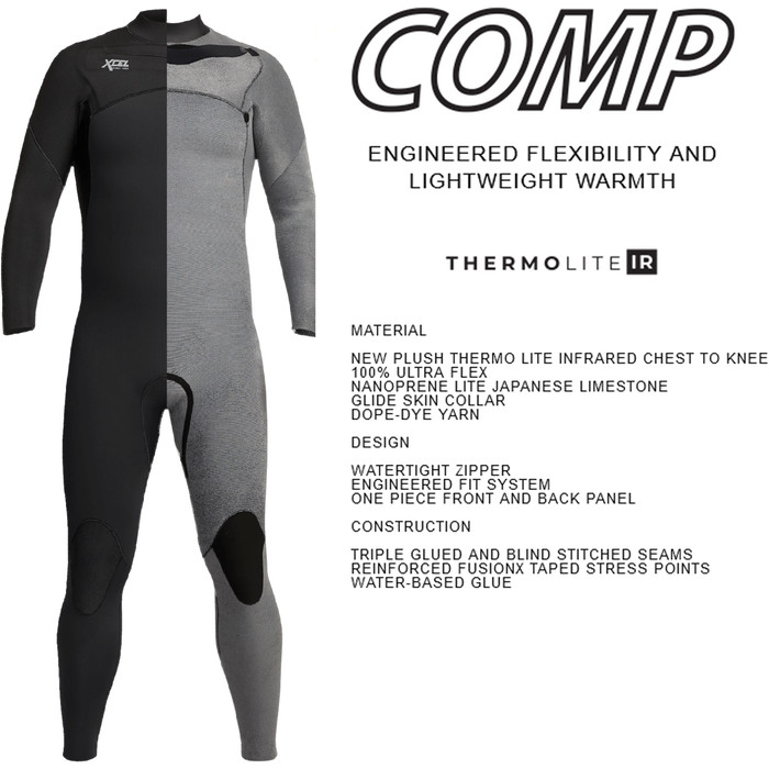 2023 Xcel Mens Comp 3/2mm Chest Zip Wetsuit MN32ZXC0 - Camo / Black
